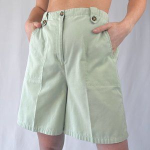 Vintage Sage Green High Waisted Shorts